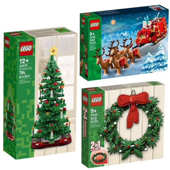 Lego Other - Lego 40573 Christmas Tree Lego 40426 Wreath Lego 40499 Santa's Sleigh Bundle NEW